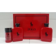 (M) RALPH LAUREN POLO RED 4.2 EDT SP + 1.4 EDT SP + 1.1 B/G + 1.7 A/S